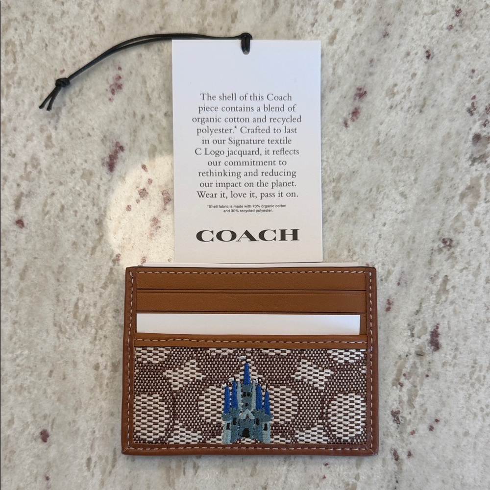 Disney x Coach Tan and White Card Holder
